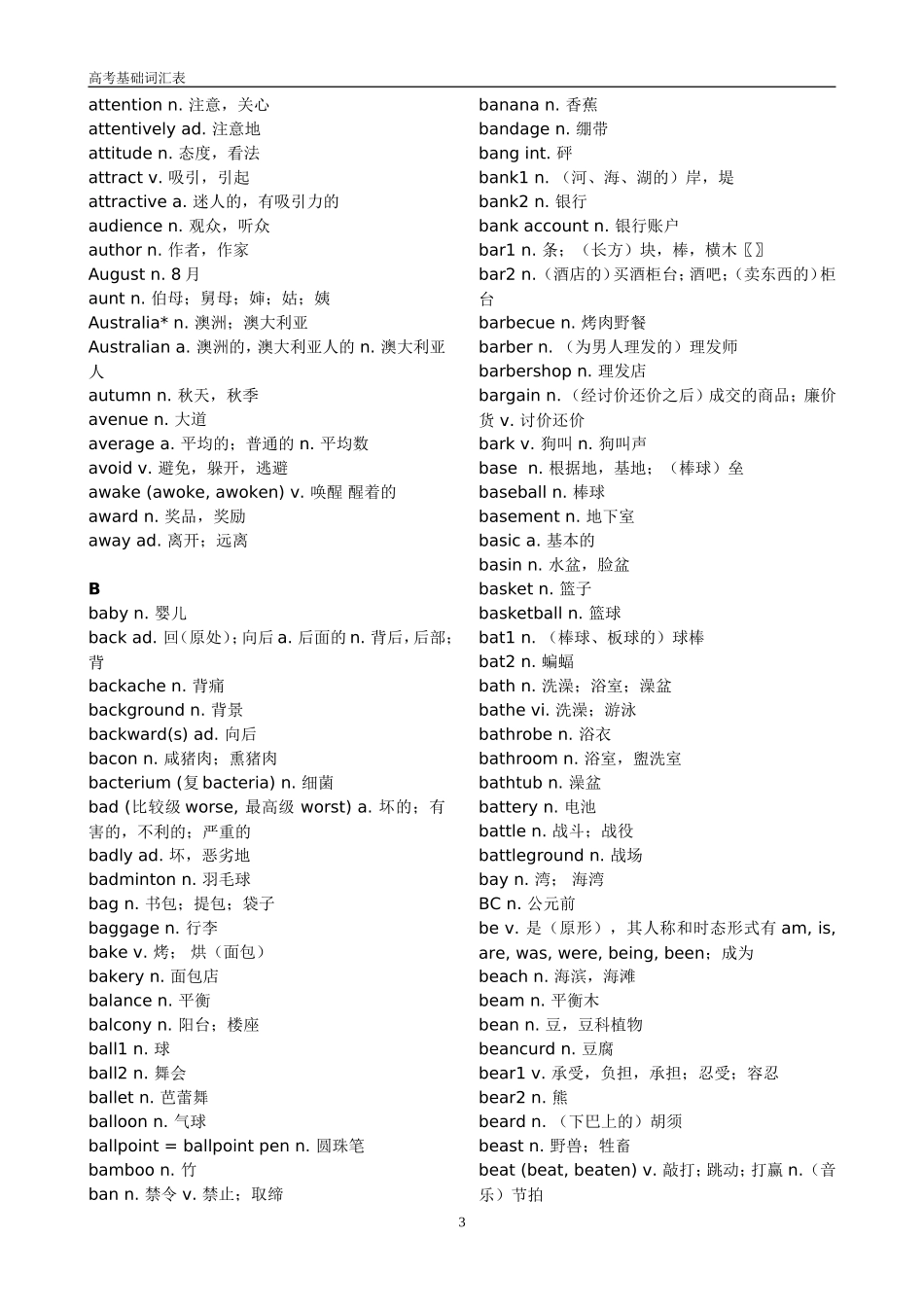 高考英语考纲3500词汇表_第3页