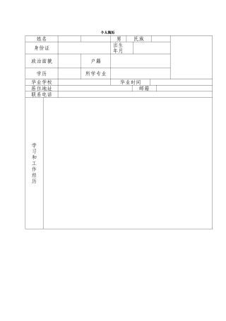 表格式个人简历模版