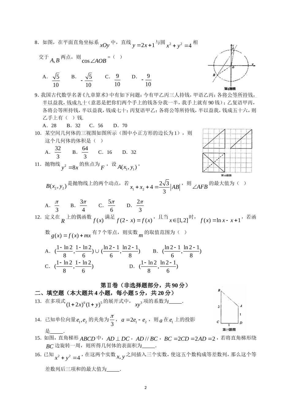 江西省南昌市2017届高三第一次模拟考试(理数)_第2页