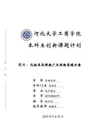 化妆品品牌推广及网络营销方案