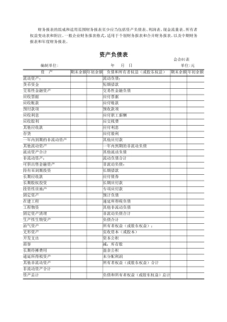 (最新)财务报表格式