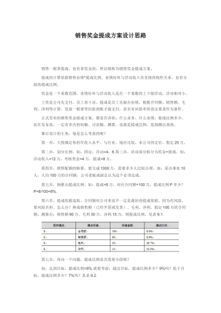 销售奖金提成方案设计思路