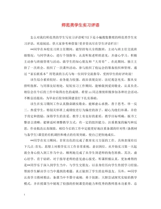 师范类学生实习评语 