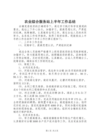 农业综合服务站上半年工作总结 