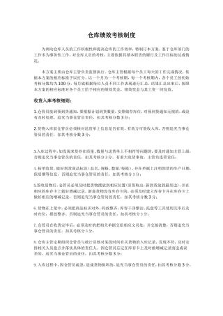 仓库部门员工绩效考核方案