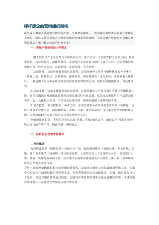 标杆房企的营销组织架构