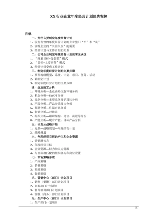 公司年度经营计划经典案例