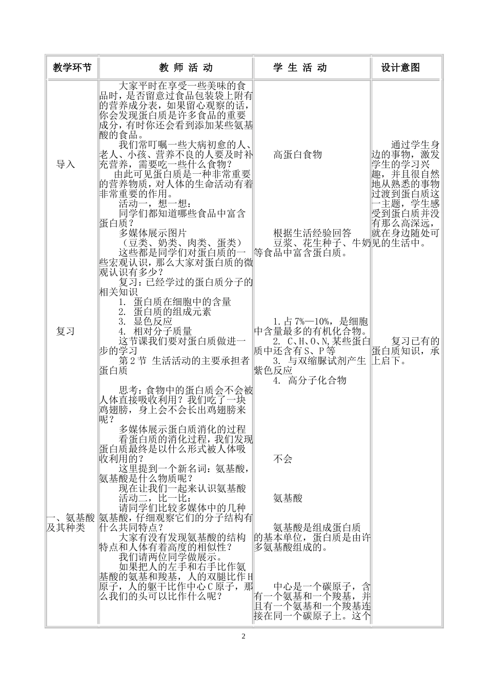 生命活动的主要承担者——蛋白质--教学设计_第2页