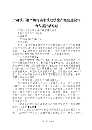 宁河镇开展严厉打击非法违法生产经营建设行为专项行动总结 
