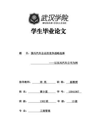 国内汽车企业的竞争战略选择