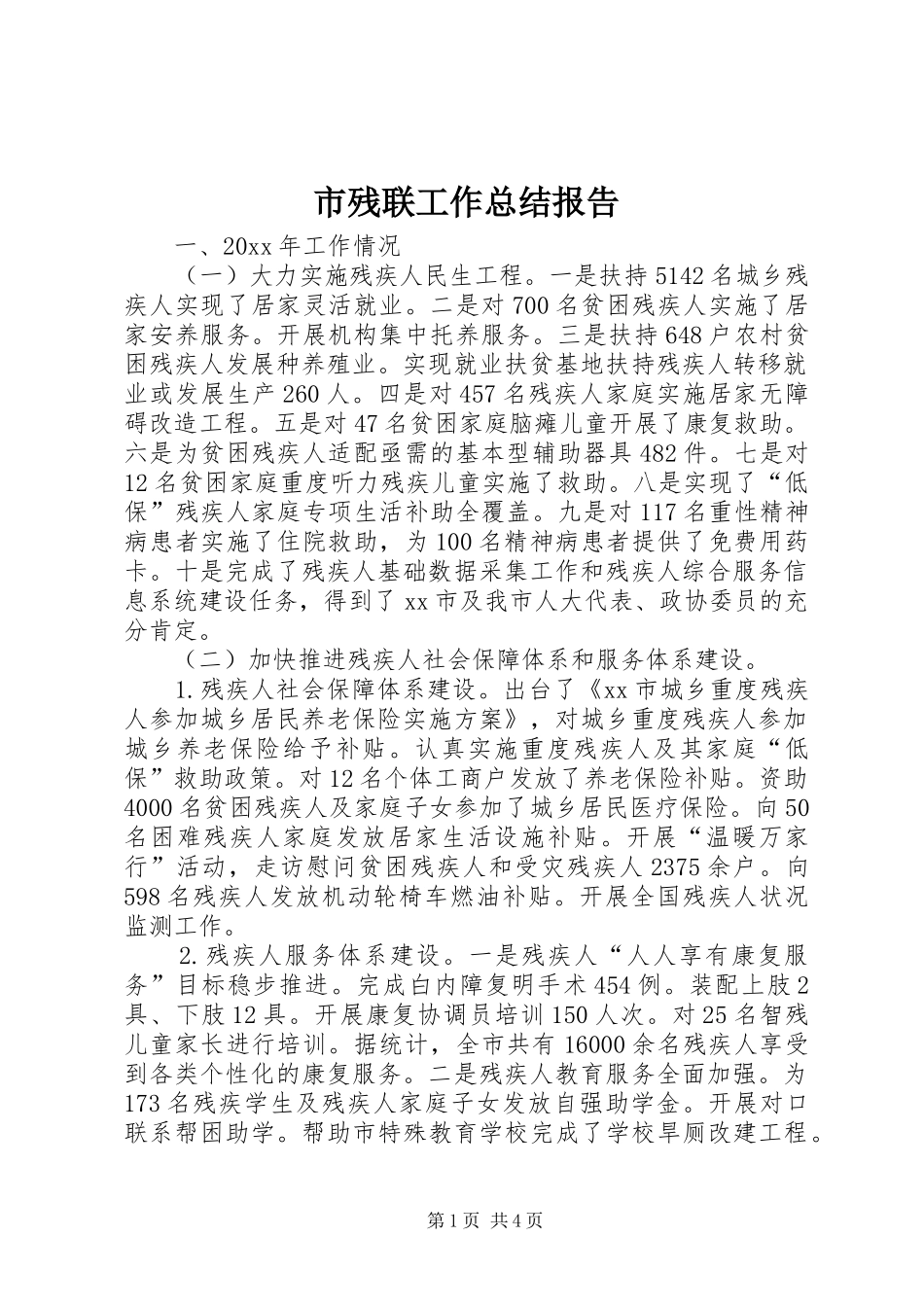 市残联工作总结报告 _第1页