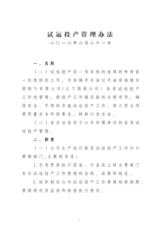 试运投产管理办法