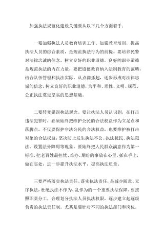 加强执法规范化建设关键要从以下几个方面着手