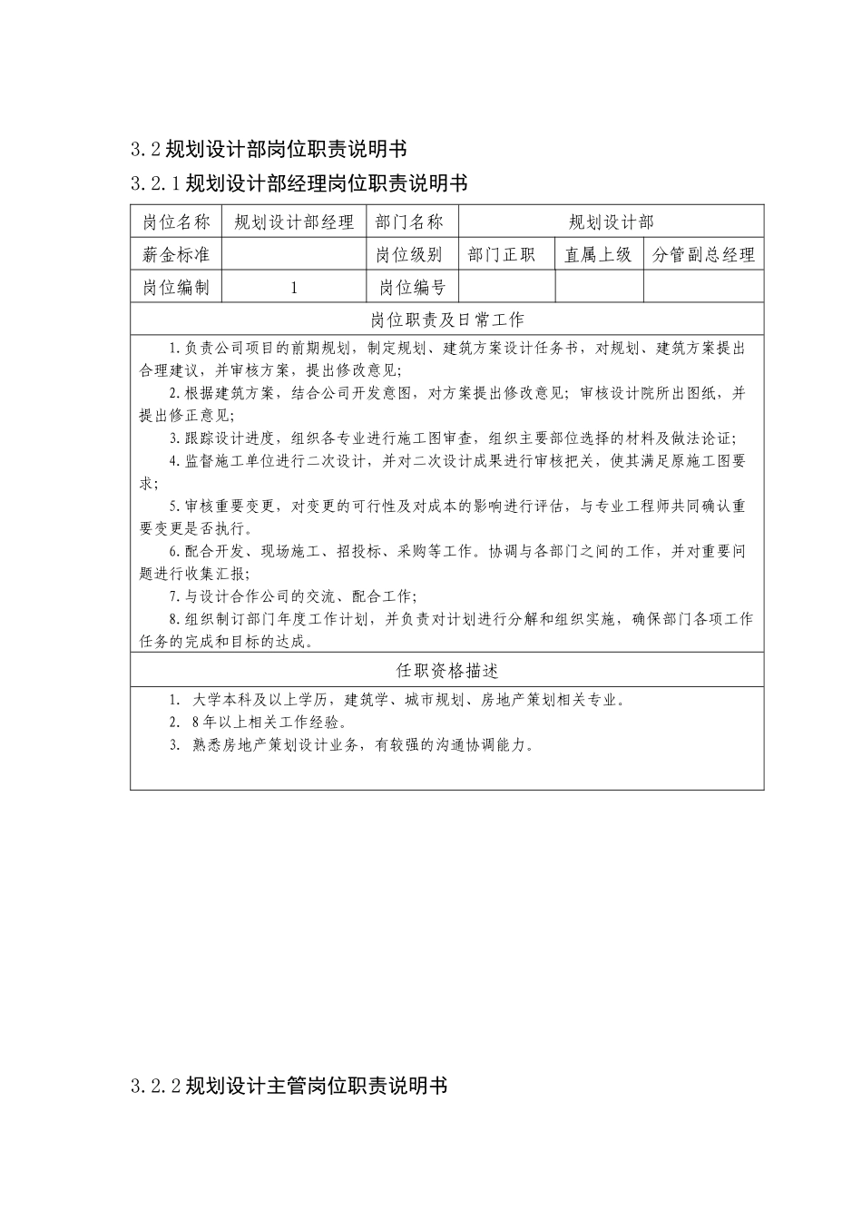 规划设计部管理职责及岗位说明书_第2页
