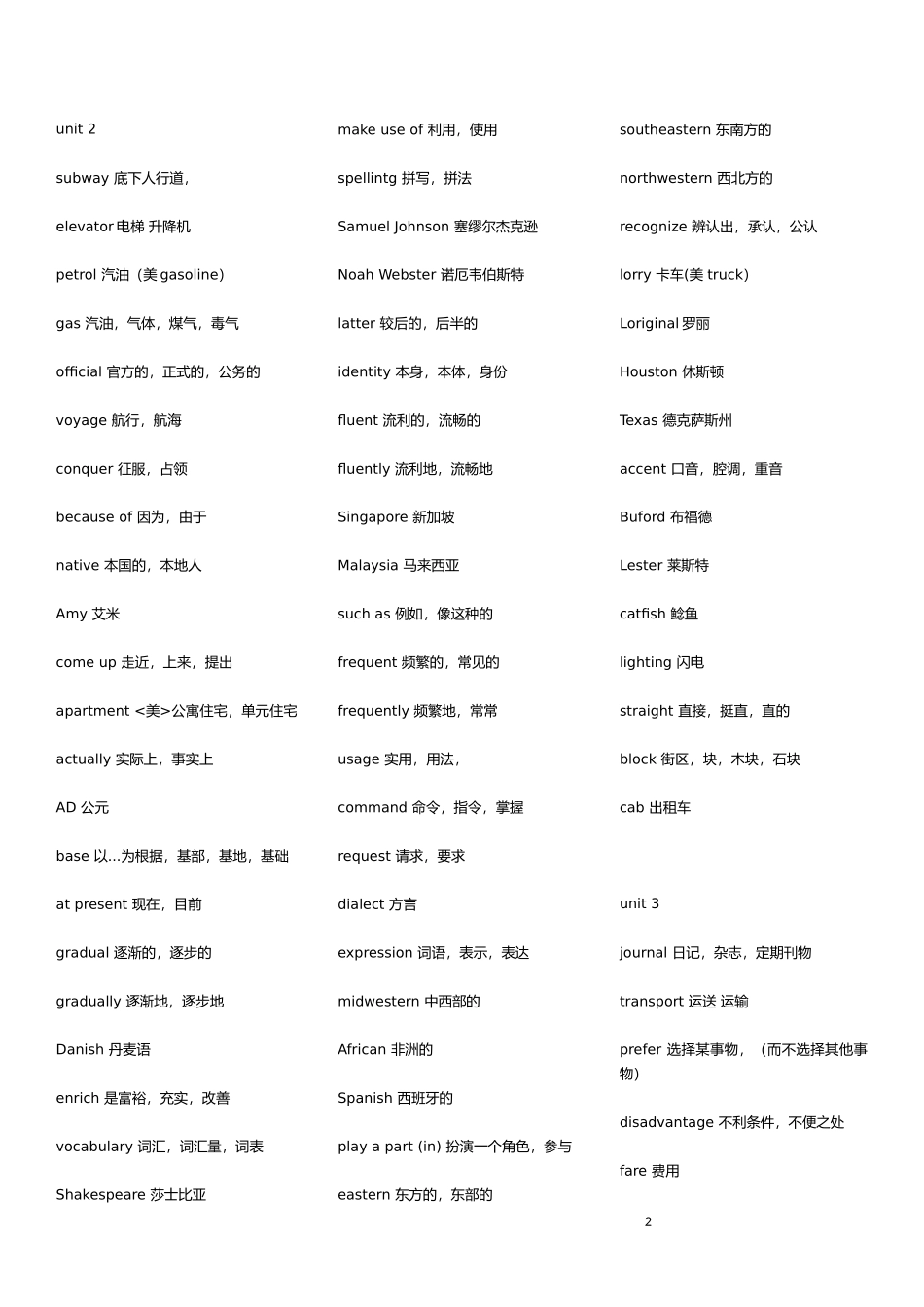高中英语必修单词大表_第2页