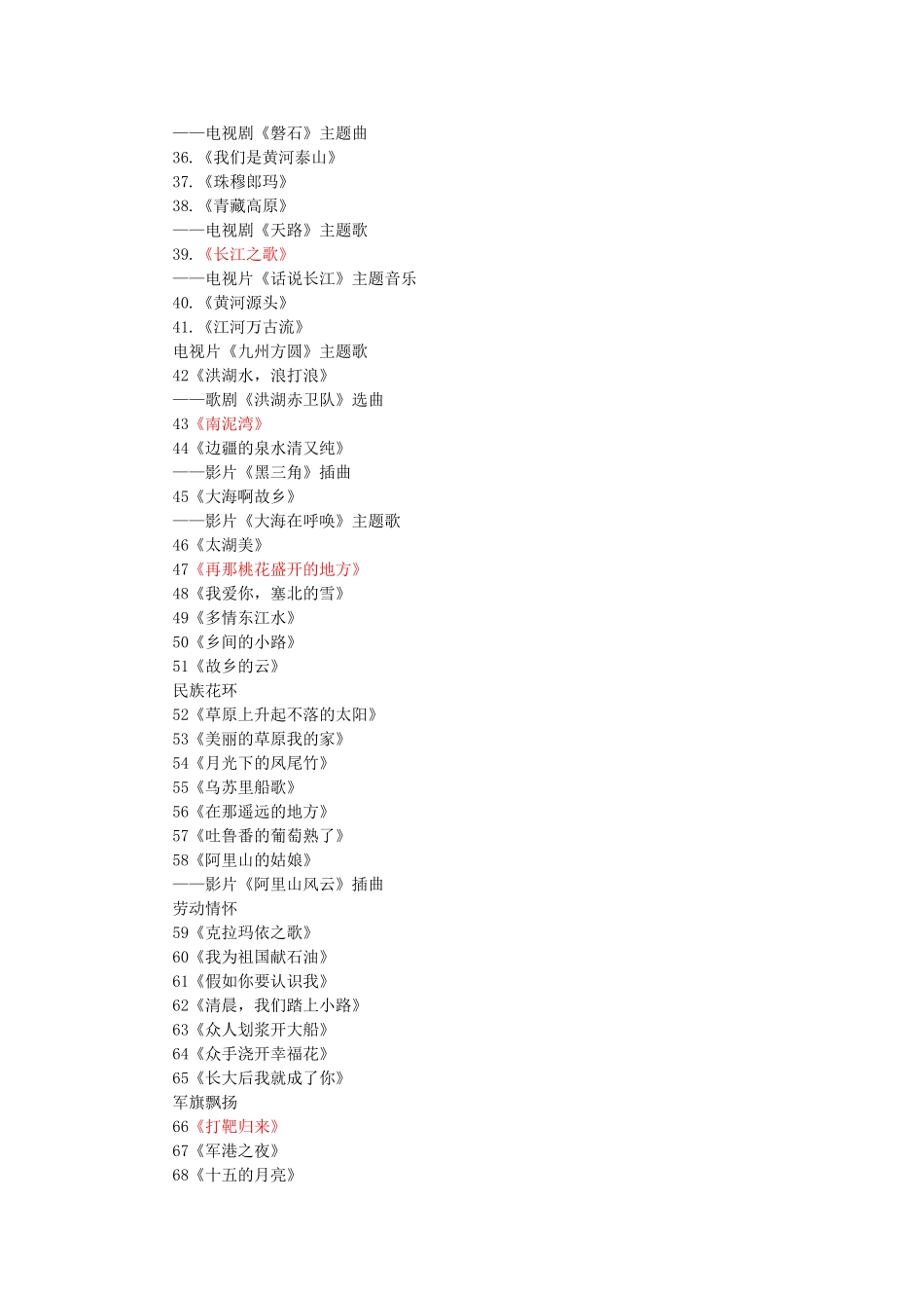 红歌会红歌曲目一览表_第2页