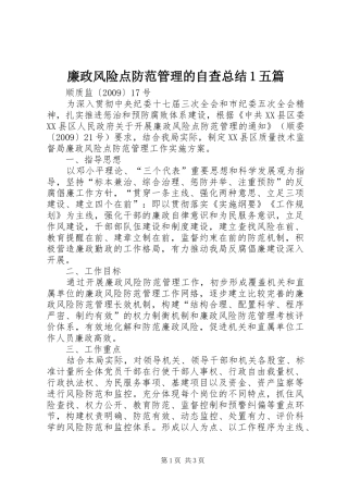 廉政风险点防范管理的自查总结1五篇 