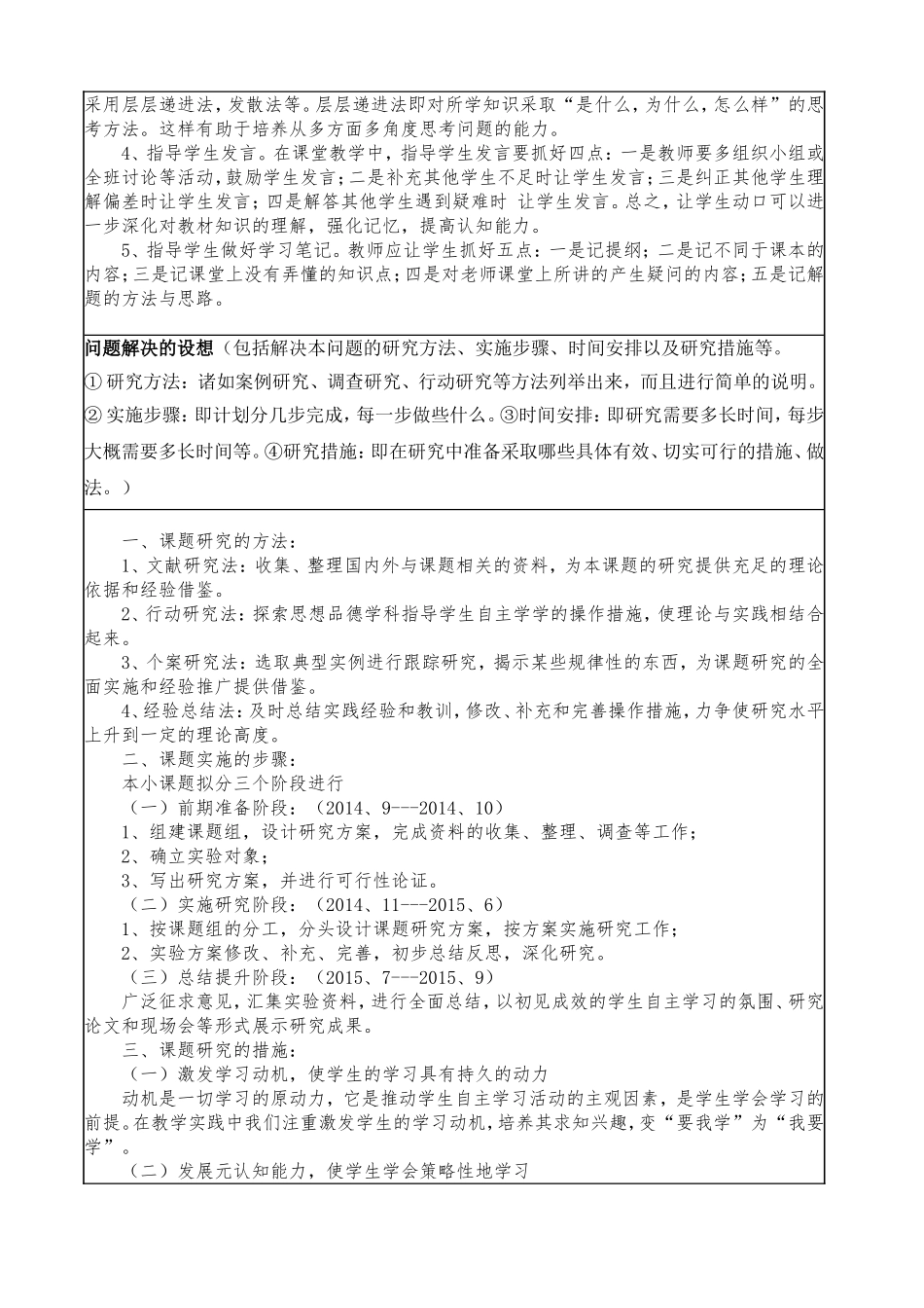 初中小课题研究申报表(思想品德学科)_第2页
