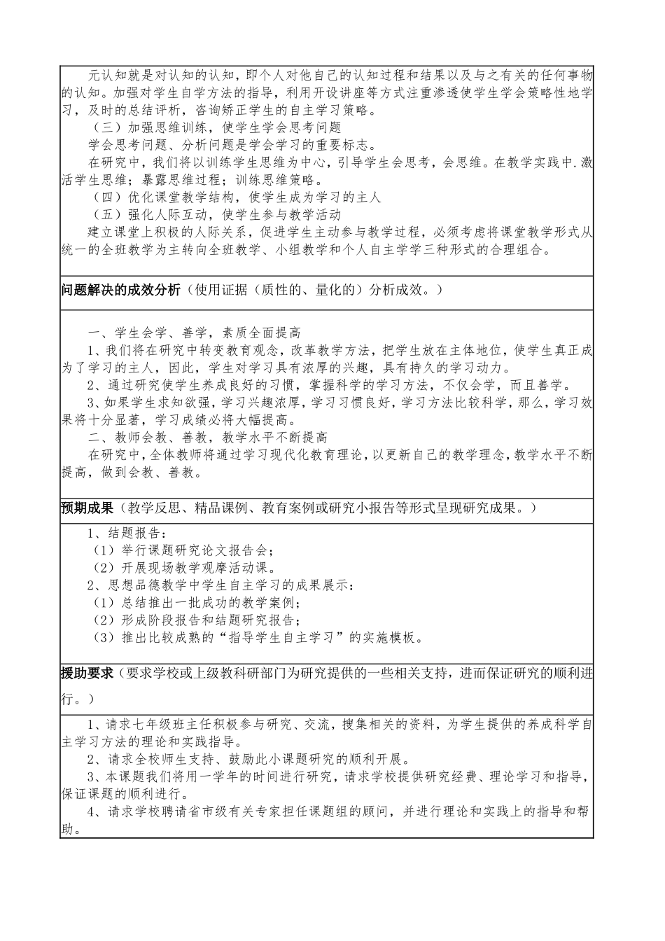 初中小课题研究申报表(思想品德学科)_第3页