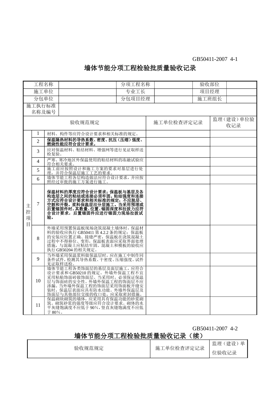 建筑节能工程施工质量验收规范GB50411-2007检验批表格_第1页