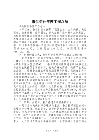 市供销社年度工作总结 