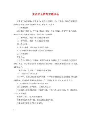 生命安全教育主题班会 