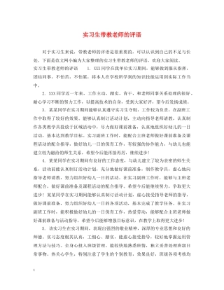 实习生带教老师的评语 