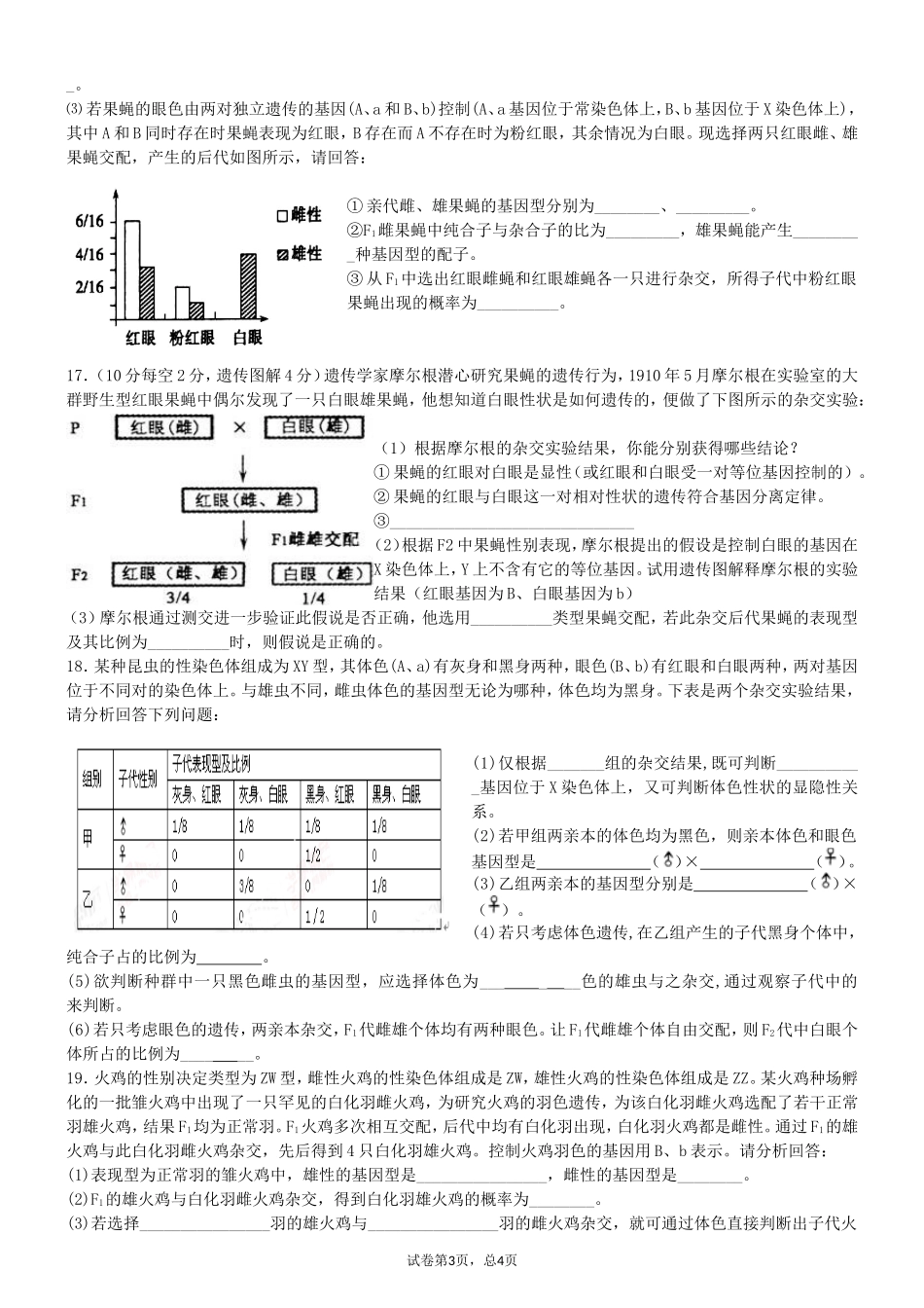 高考一轮复习--伴性遗传专题练习(含答案)_第3页