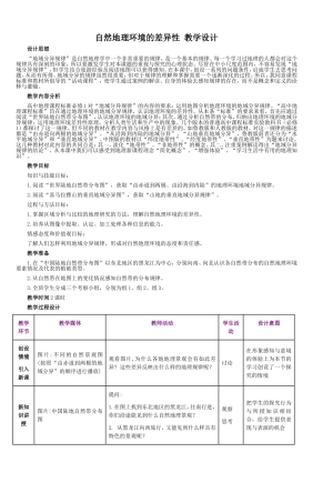 自然地理环境的差异性教学设计