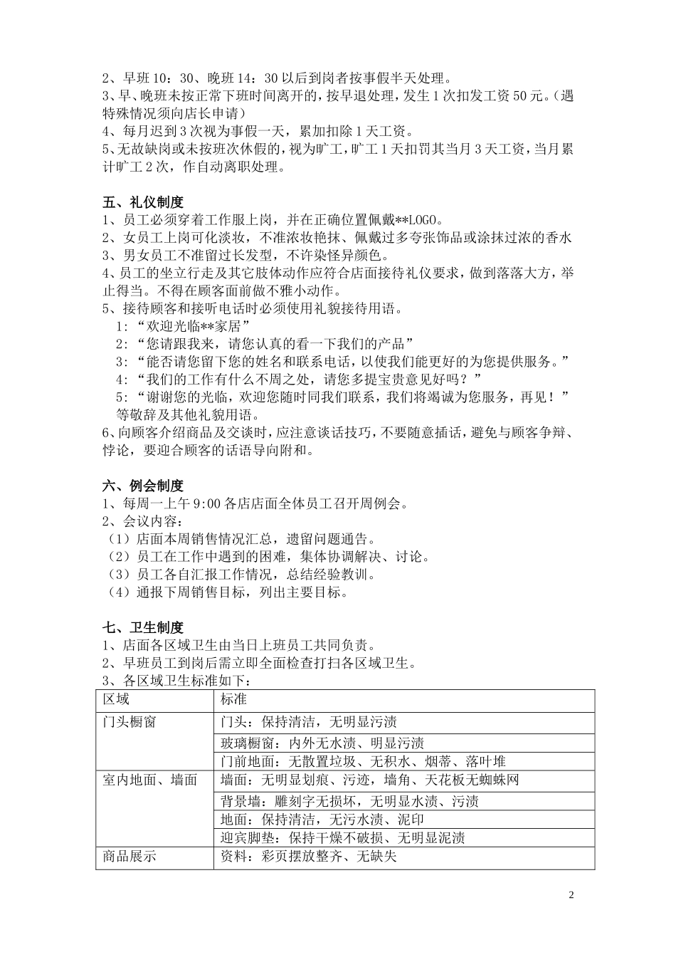 家居店面管理制度全_第2页