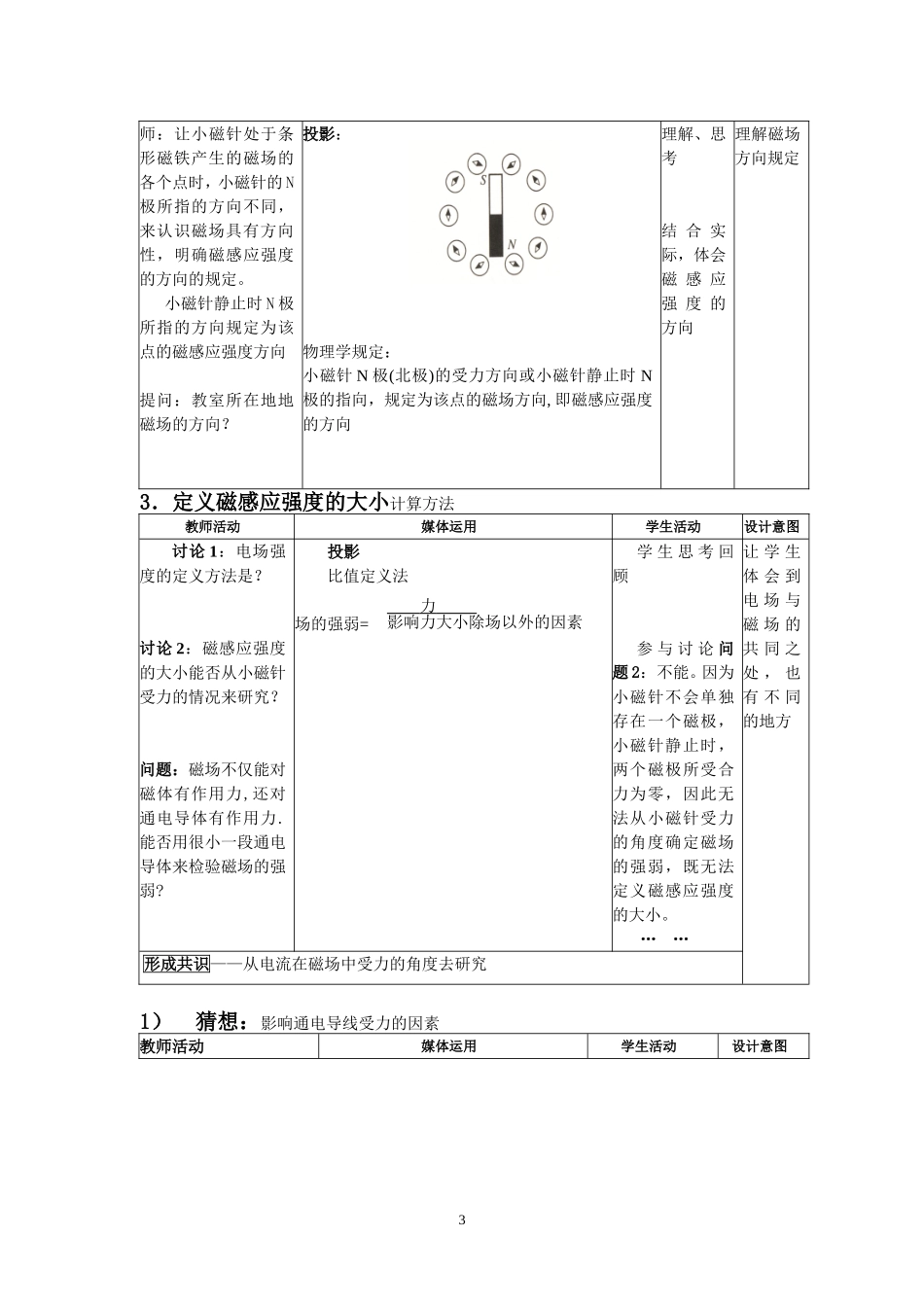 《磁感应强度》教学设计_第3页