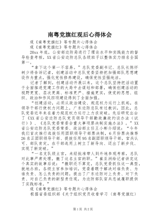 南粤党旗红观后体会心得