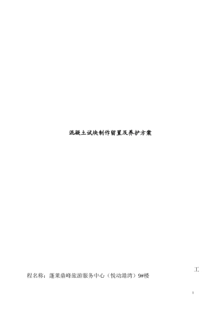 混凝土试块制作留置及养护方案