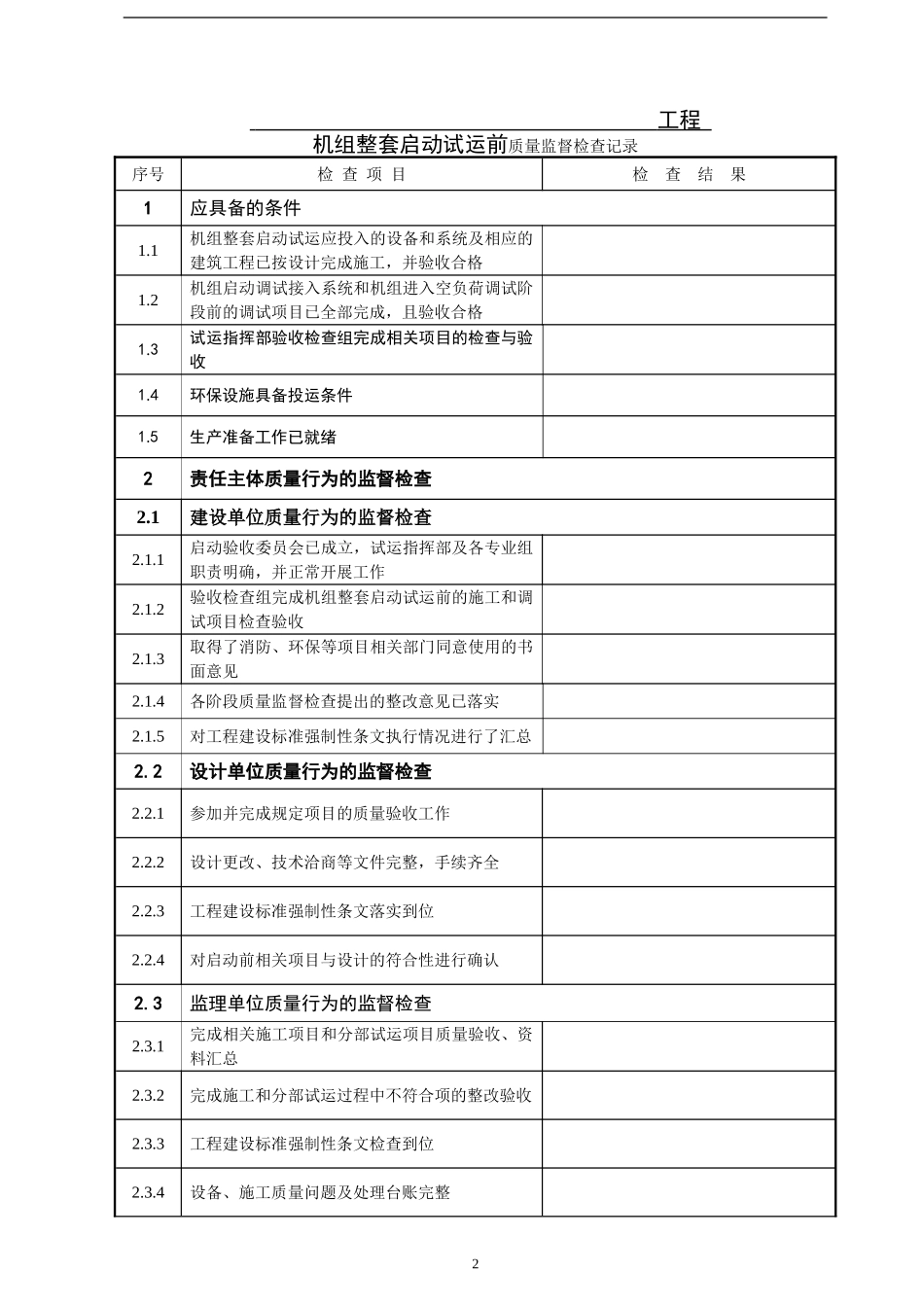 机组整套启动试运前监督检查表_第2页