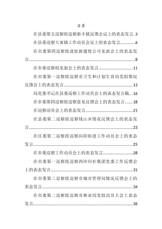 33篇各级巡查表态发言