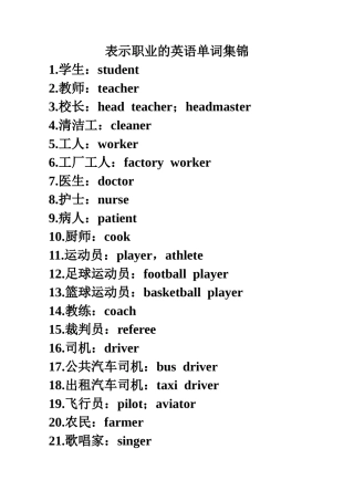 表示职业的英语单词集锦