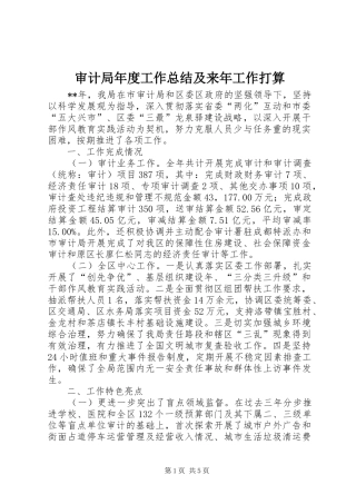 审计局年度工作总结及来年工作打算 
