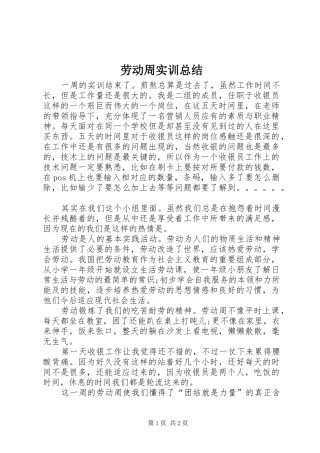 劳动周实训总结 