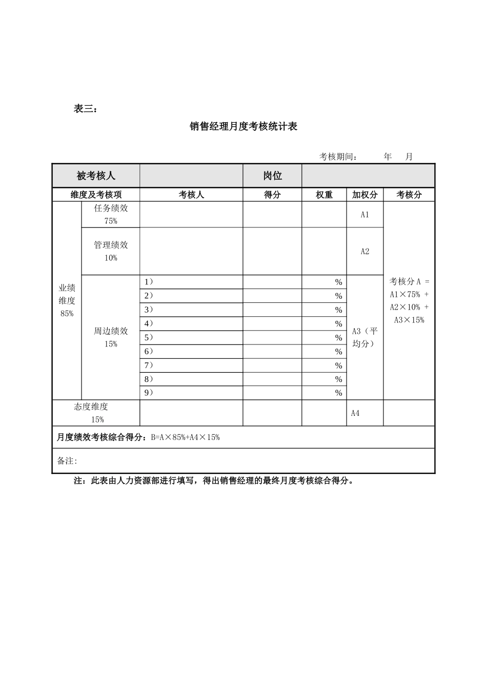 绩效考核表(销售经理)_第3页