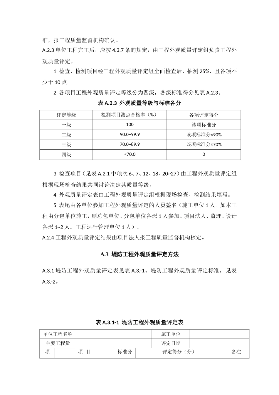 水利水电工程外观质量评定办法及表格_第3页
