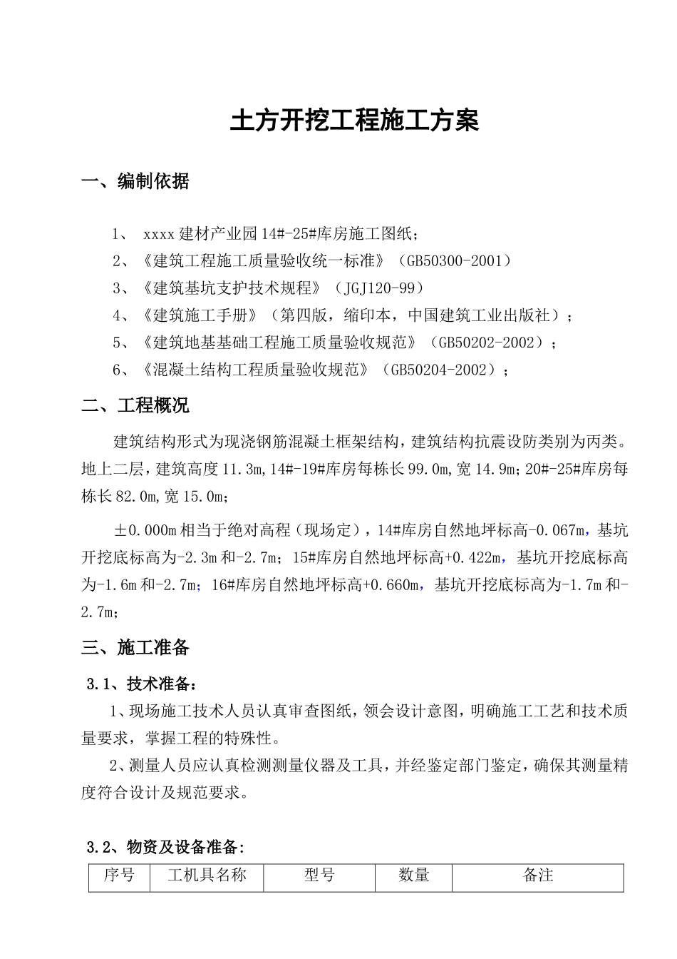 土方工程施工方案--范文模板_第1页
