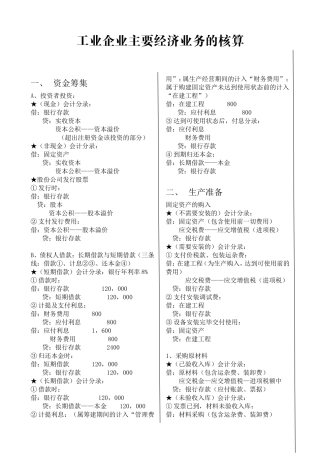 工业企业财务核算方法-会计分录