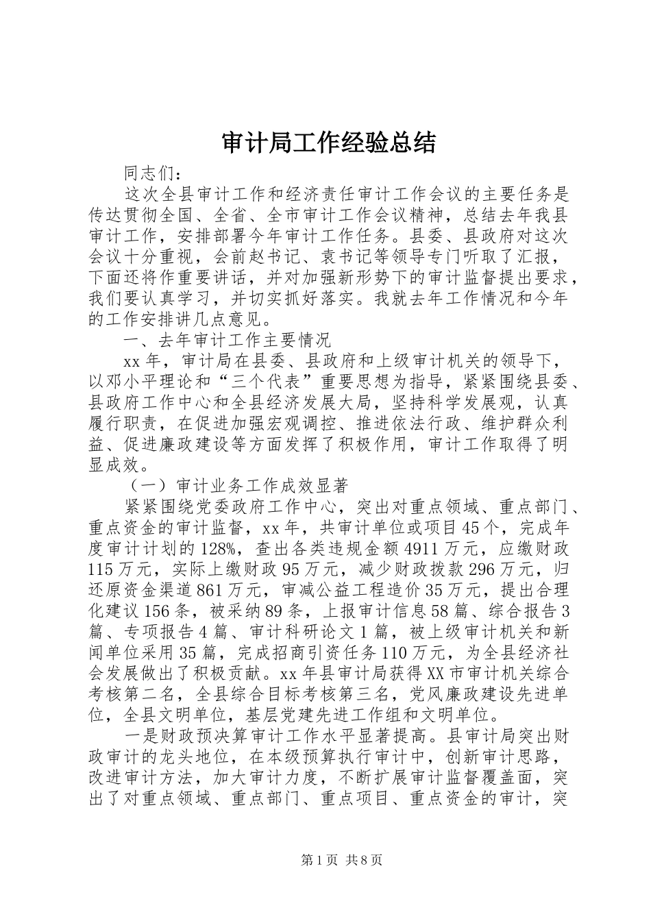 审计局工作经验总结 _第1页