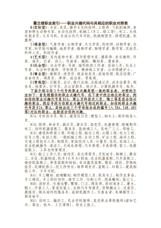 霍兰德职业代码对照表
