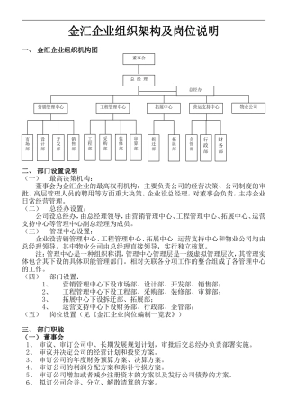 超详细的企业组织架构及岗位说明