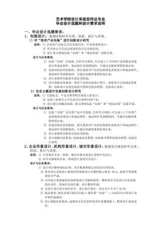 设计系毕业设计选题和设计要求说明--视觉传达专业