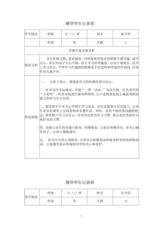 辅导学生记录表