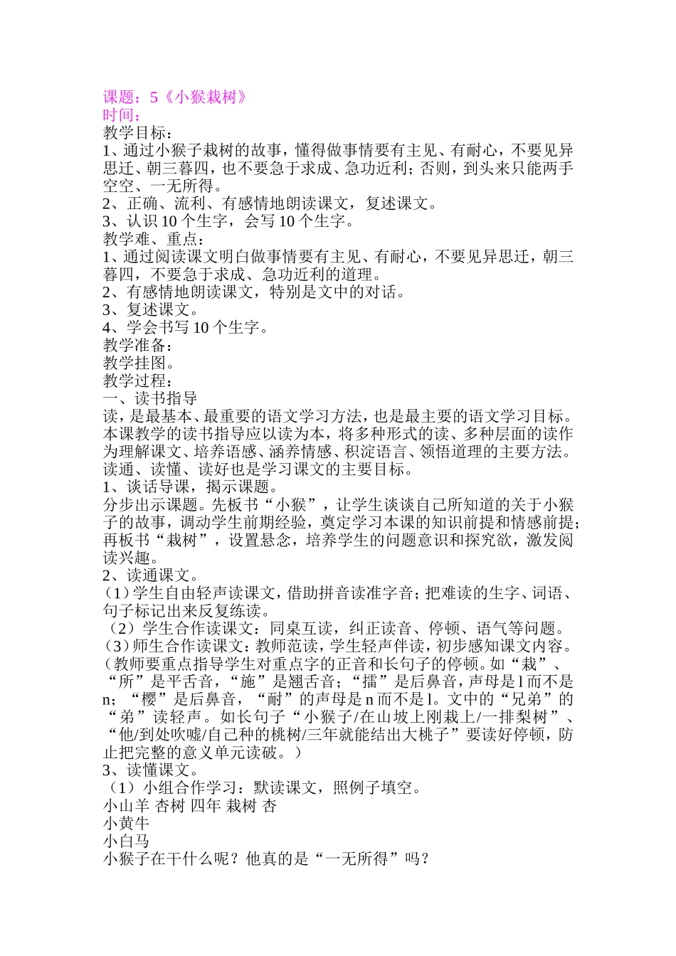 《小猴栽树》_第1页