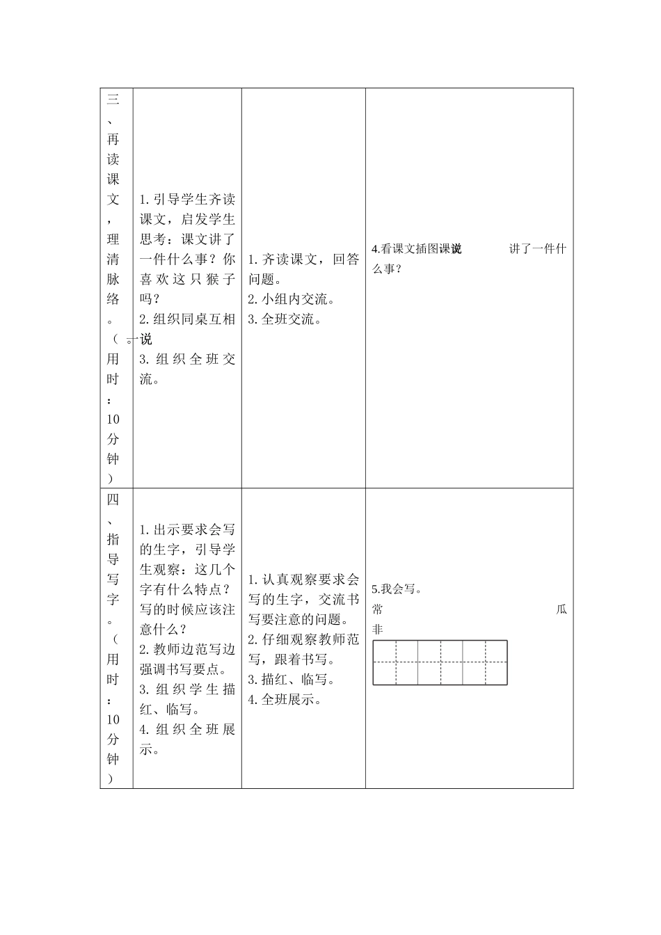 (部编)人教语文2011课标版一年级下册小猴子下山教案-(6)_第3页