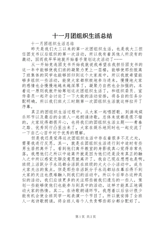 十一月团组织生活总结 